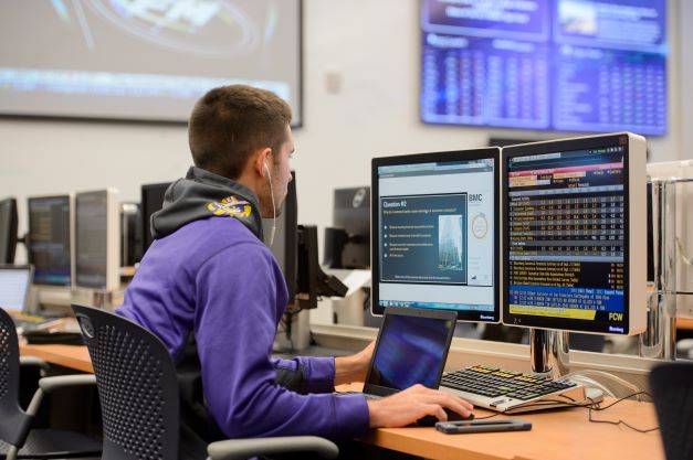 Student working on computer in SMART Lab