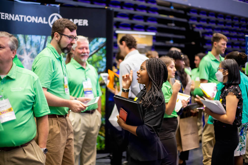 Student at career fair