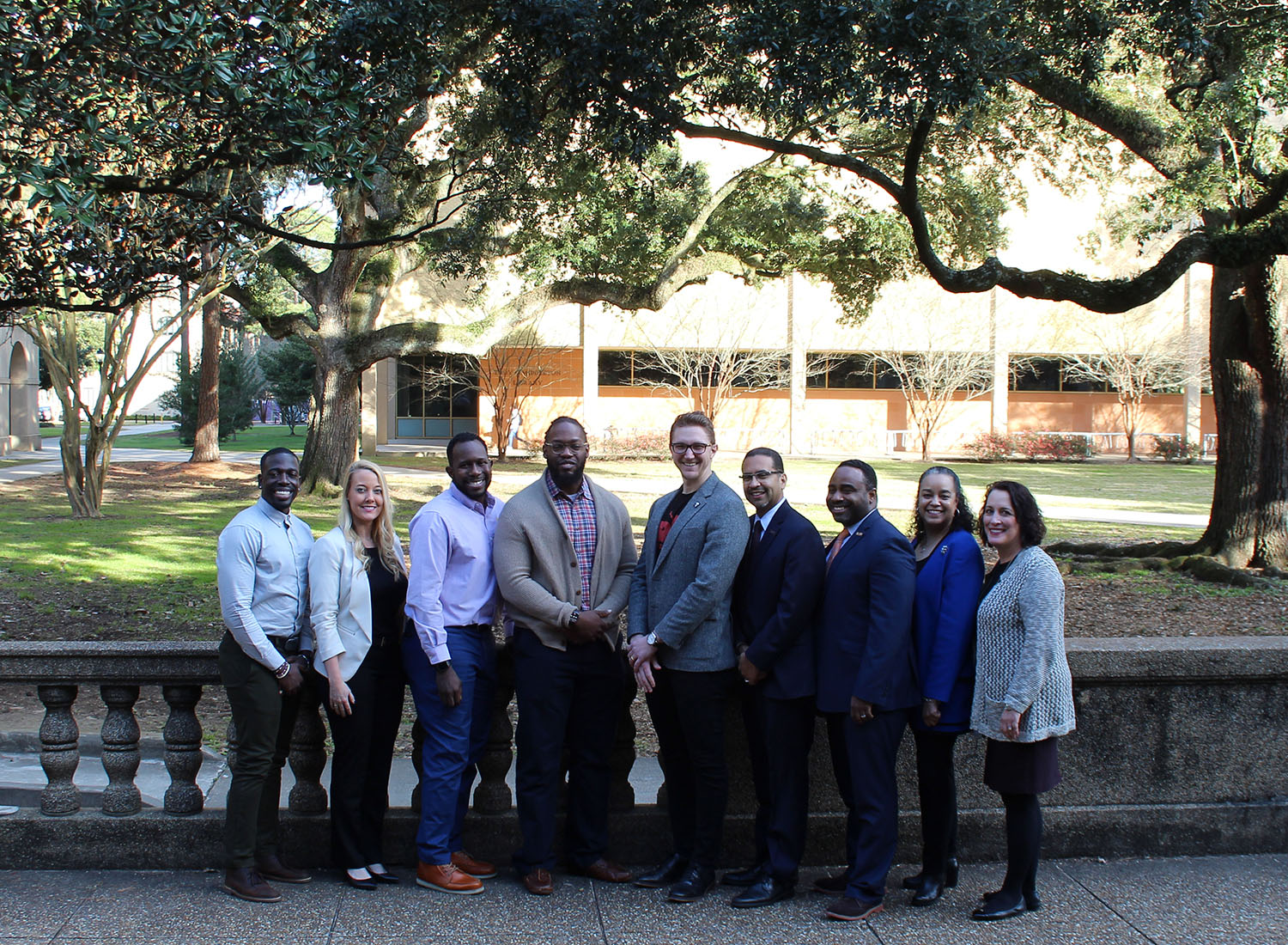 A photo of Governor Edwards' Council on the Success of Black Men and Boys on LSU's campus