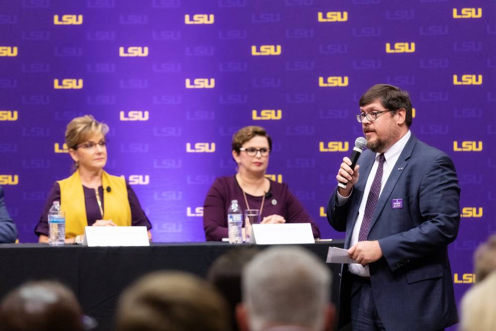 Martin Johnson speaking at the "Behind the Ballot" event