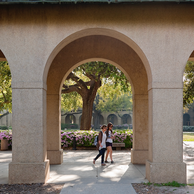 students walking on campus